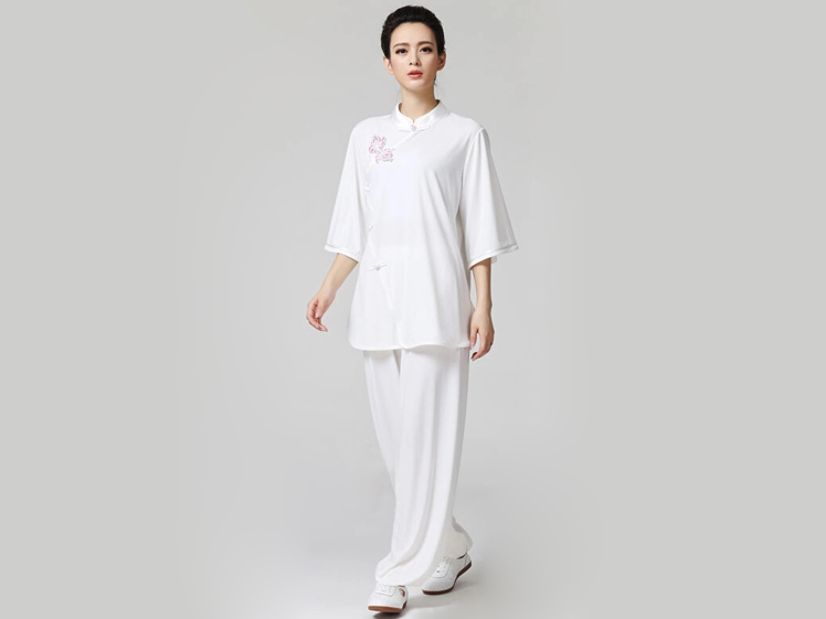 Tai Chi Clothing Half-sleeve Casual Style Snow White